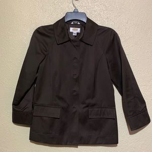 Talbots Blazer Jacket Dark Chocolate Brown Size 4P Pockets Lined Long Sleeves